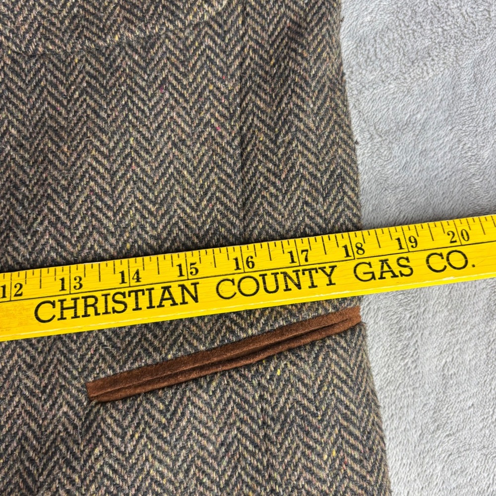 Vtg Limited Blazer Mens S 36R Brown Herringbone Wool Blend Suede Tweed‎ Jacket - Picture 6 of 11